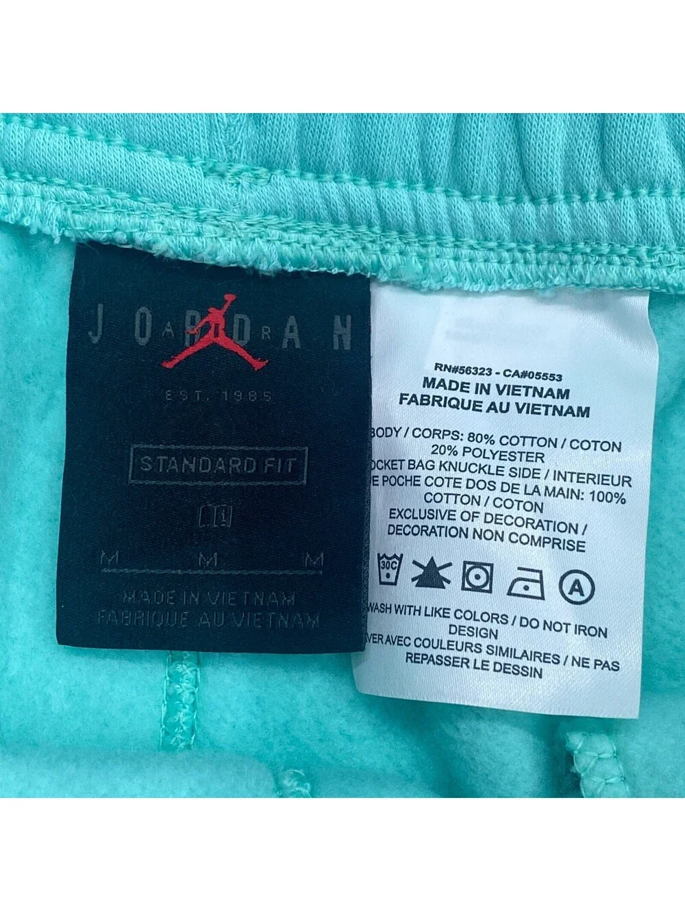 Nike Jordan AJ11 Mens Sz Medium Fleece Shorts Green Teal Tropical Twist Pockets